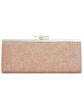 60$ I.N.C International Concept Carolyn Glitter Clutch Size One Rose Gold Silver